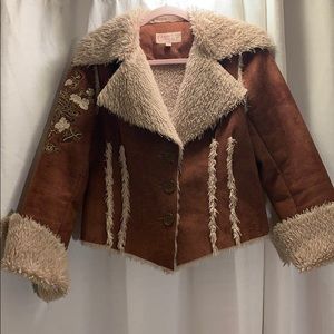 Suede and faux fur lined jacket